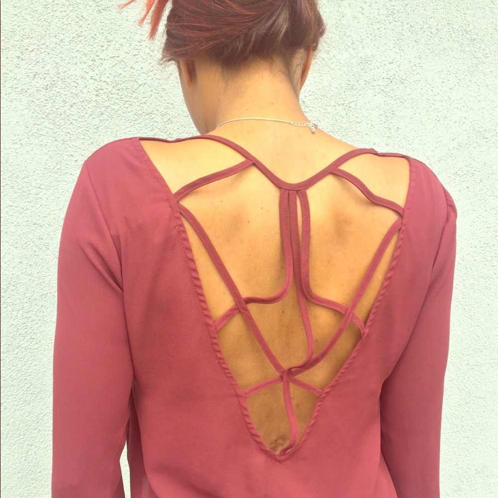 Maroon Semi Backless Shirt